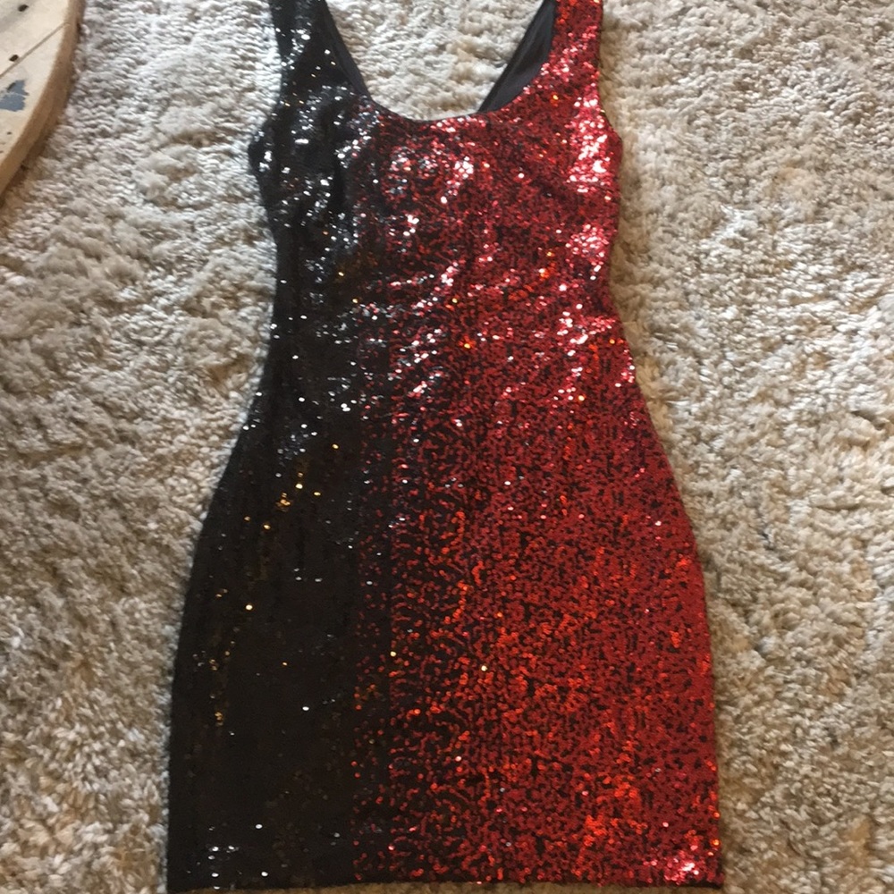 Black and red mini dress